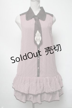 画像: axes femme POETIQUE / ドットシフォンノースリーブワンピース  ピンク S-25-03-13-067-AX-BL-HR-ZS