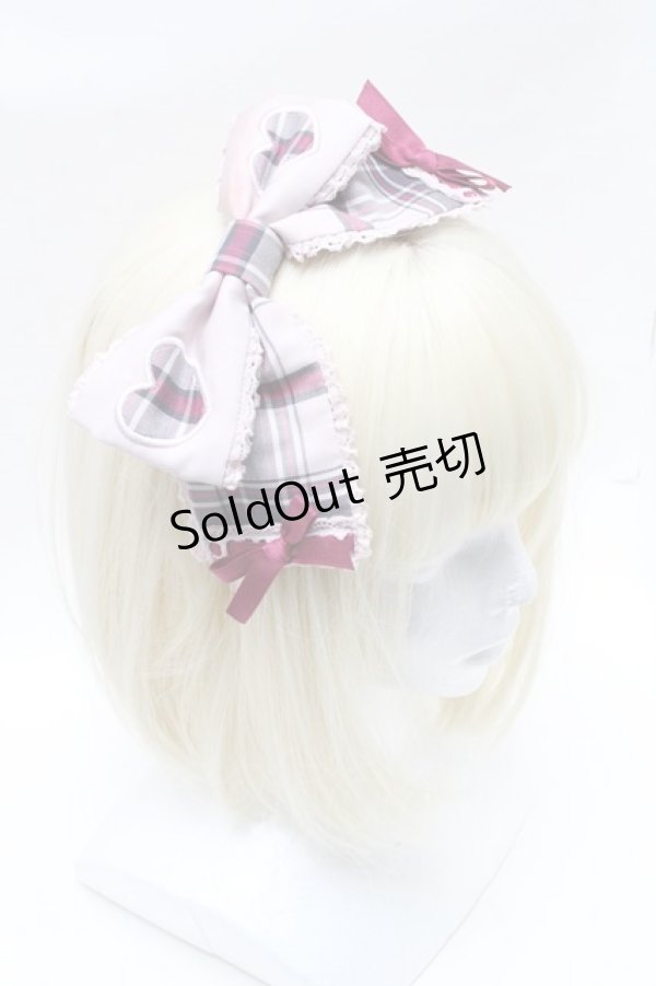 画像1: Angelic Pretty / Heartfulチェックカチューシャ  ピンク S-25-03-13-009-AP-AC-AS-ZS (1)