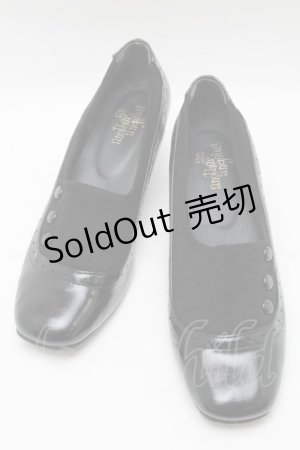 画像: an another angelus / 釦使いスエードコンビパンプス  黒 S-25-03-13-018-CA-BG-HR-ZS