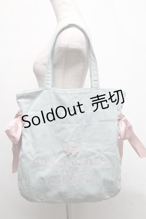 画像: Maison de FLEUR / デニムダブルリボントートバッグ  ブルー S-25-03-13-024-LO-BG-HR-ZS
