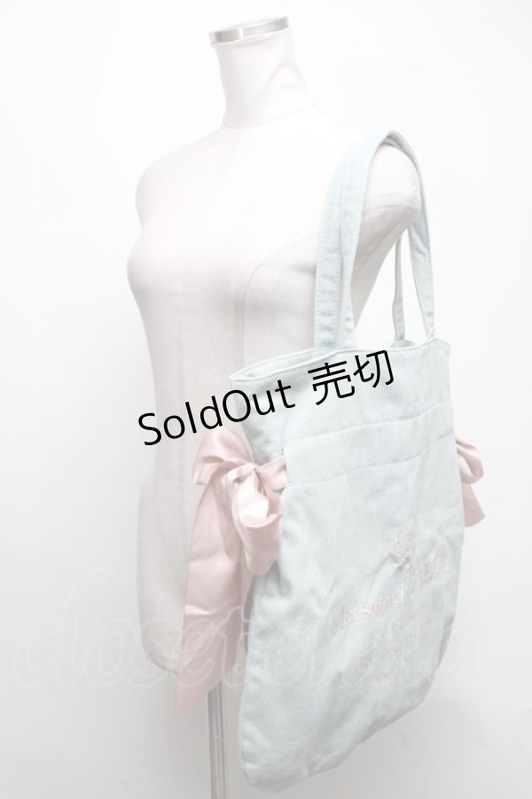 画像2: Maison de FLEUR / デニムダブルリボントートバッグ  ブルー S-25-03-13-024-LO-BG-HR-ZS (2)