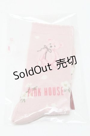 画像: PINK HOUSE / 桜Teddyソックス  ピンク S-25-03-13-005-LO-ZA-HR-ZS