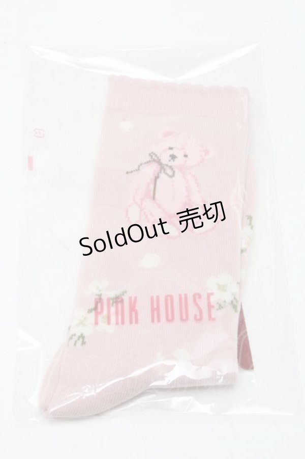 画像1: PINK HOUSE / 桜Teddyソックス  ピンク S-25-03-13-005-LO-ZA-HR-ZS (1)