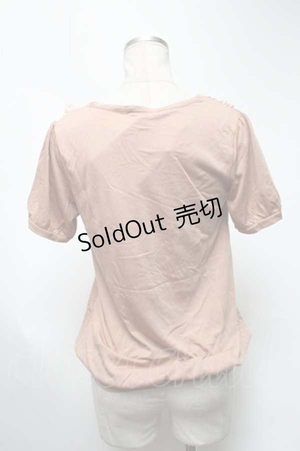 画像2: axes femme / ストライプシフォンリボンTシャツ  ベージュ S-25-03-13-038-AX-TO-HR-ZS (2)