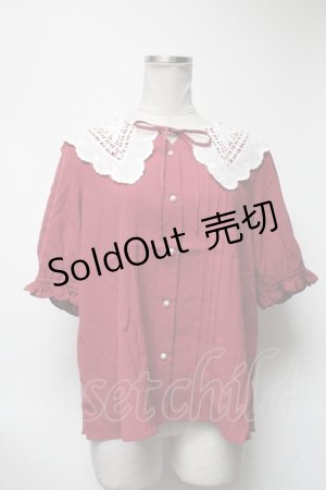 画像: axes femme / バラ刺繍襟ブラウス  ピンク S-25-03-13-043-AX-BL-HR-ZS