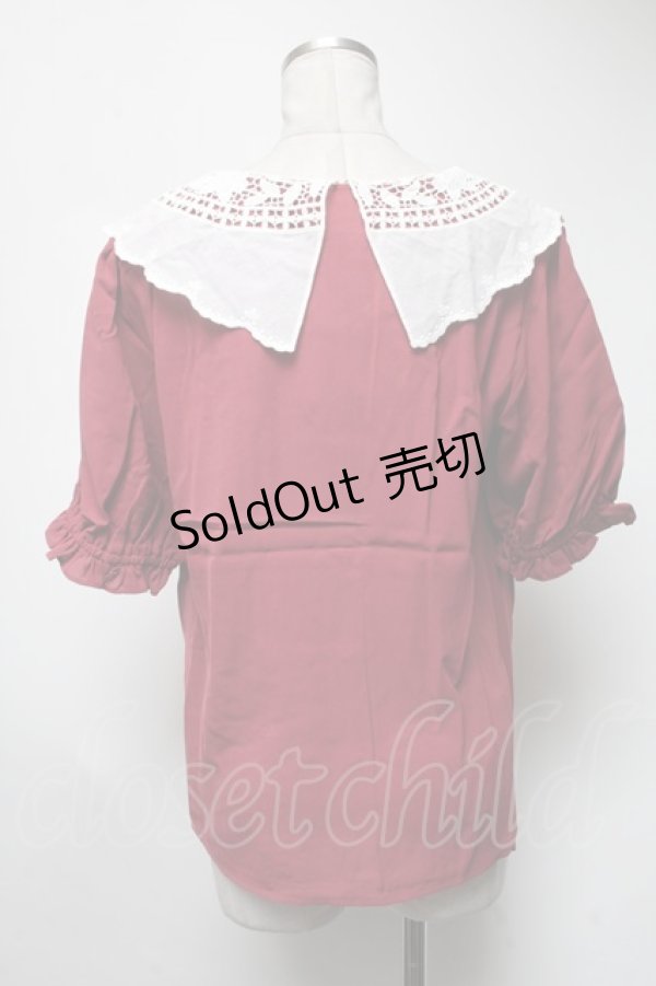 画像2: axes femme / バラ刺繍襟ブラウス  ピンク S-25-03-13-043-AX-BL-HR-ZS (2)