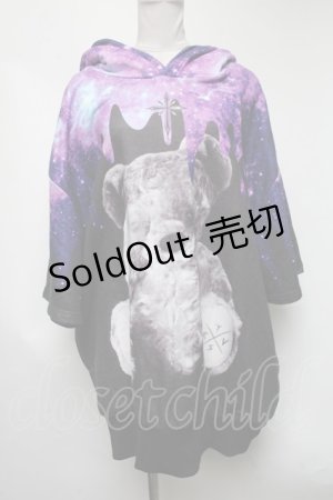 画像: TRAVAS TOKYO / 宇宙たれくまプリントハーフスリーブフーディー  黒ｘ紫 S-25-03-13-044-PU-TS-HR-ZS