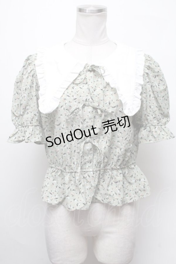 画像1: axes femme POETIQUE / ビッグフリル襟リボンブラウス  グリーン S-25-03-15-046-AX-BL-HR-ZS (1)
