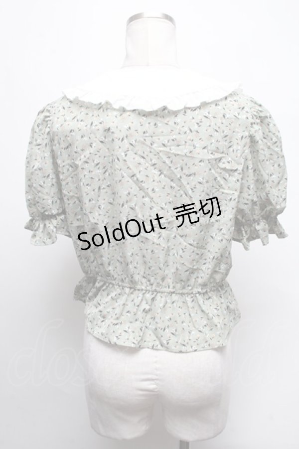 画像2: axes femme POETIQUE / ビッグフリル襟リボンブラウス  グリーン S-25-03-15-046-AX-BL-HR-ZS (2)