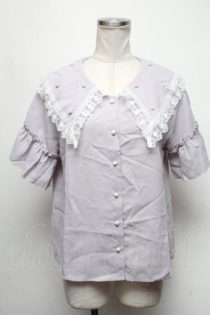 画像: axes femme / パールビッグ襟ブラウス  ラベンダー S-25-03-15-050-AX-BL-HR-ZS