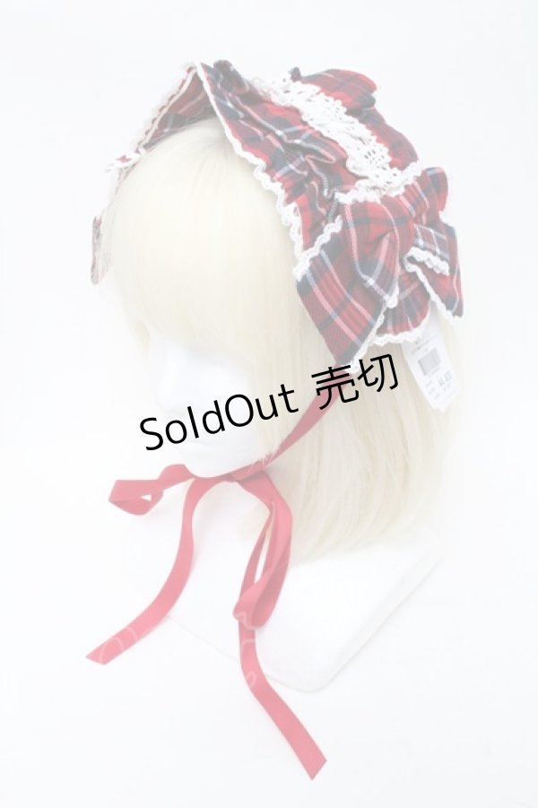 画像1: axes femme kawaii / タータンチェックヘッドドレス  赤 S-25-03-17-006-AX-AC-HR-ZS (1)