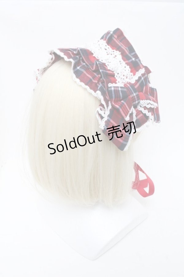 画像2: axes femme kawaii / タータンチェックヘッドドレス  赤 S-25-03-17-006-AX-AC-HR-ZS (2)