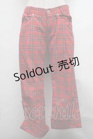 画像: PEACE NOW / タータンチェックハーフパンツ  赤 S-25-03-17-081-PU-PA-HR-ZS