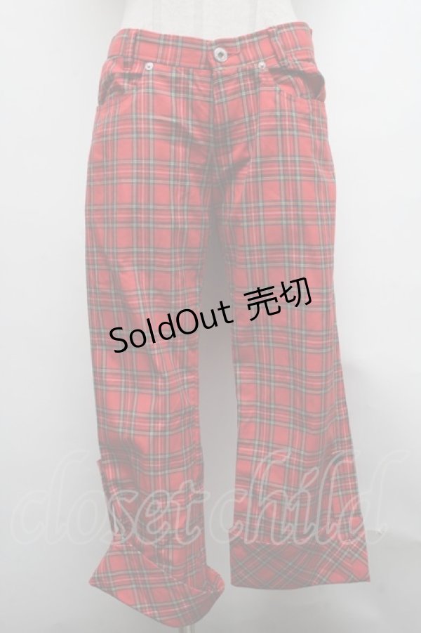 画像1: PEACE NOW / タータンチェックハーフパンツ  赤 S-25-03-17-081-PU-PA-HR-ZS (1)