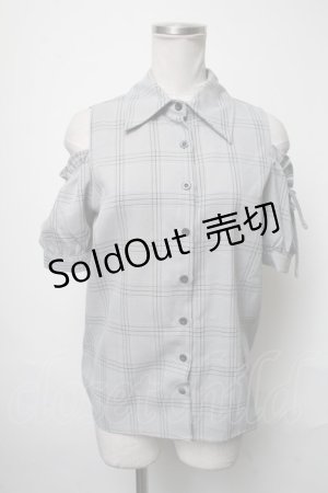 画像: MA*RS / 肩あきチェックブラウス  グレー S-25-03-17-035-EL-BL-AS-ZS