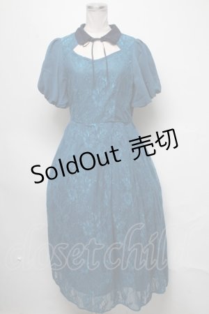 画像: axes femme / バルーン袖レースワンピース  ブルー S-25-03-20-057-AX-OP-HR-ZI