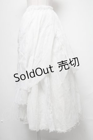 画像: h.NAOTO / ロゴptガーゼレイヤードロングスカート  白 S-25-03-20-073-HN-SK-HR-ZS