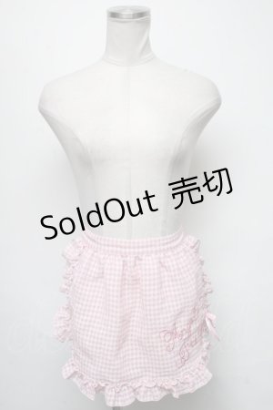 画像: Angelic Pretty / オリジナルロゴギンガムフリルエプロン  ピンク S-25-03-20-078-AP-SK-HR-ZS