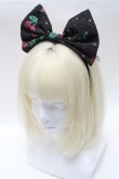 画像1: HELL CAT PUNKS / さくらんぼ柄リボンカチューシャ  黒 S-25-03-20-012-PU-AC-HR-ZT168 (1)