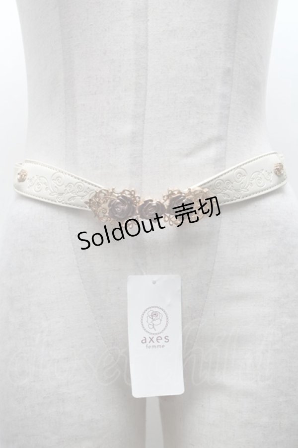 画像1: axes femme / バラｘエンボスゴムベルト   S-25-03-20-017-AX-BL-HR-ZS (1)