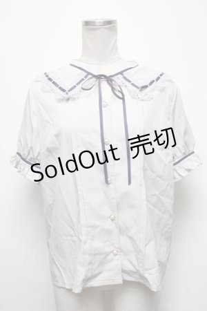 画像: axes femme / カットワークブラウス  グレー S-25-03-20-027-AX-BL-HR-ZS