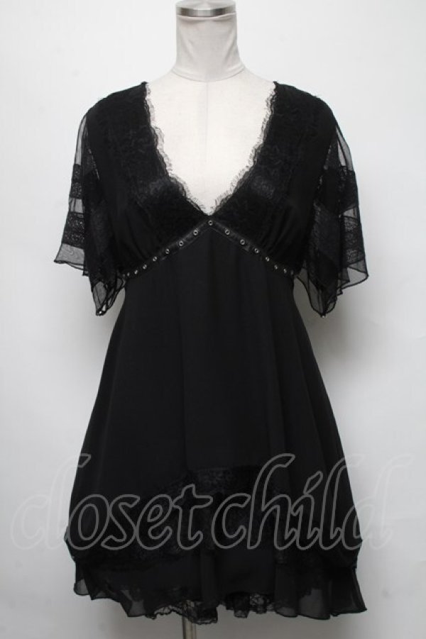 画像1: DIESEL / チュール切替ワンピース  黒 S-25-03-20-046-GO-SK-HR-ZS (1)