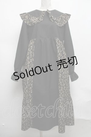 画像: merry jenny / 切替flowerフリルワンピース  黒 S-25-03-22-055-LO-OP-HR-ZS
