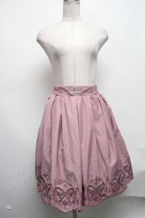 画像: axes femme POETIQUE / 蝶柄透かし刺繍スカート  ピンク S-25-03-22-080-AX-SK-AS-ZS