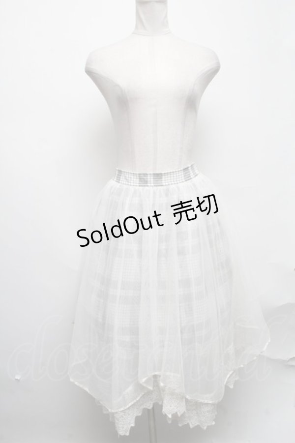 画像1: axes femme / チェック柄チュールスカート  グレーｘオフ S-25-03-22-086-AX-SK-AS-ZS (1)