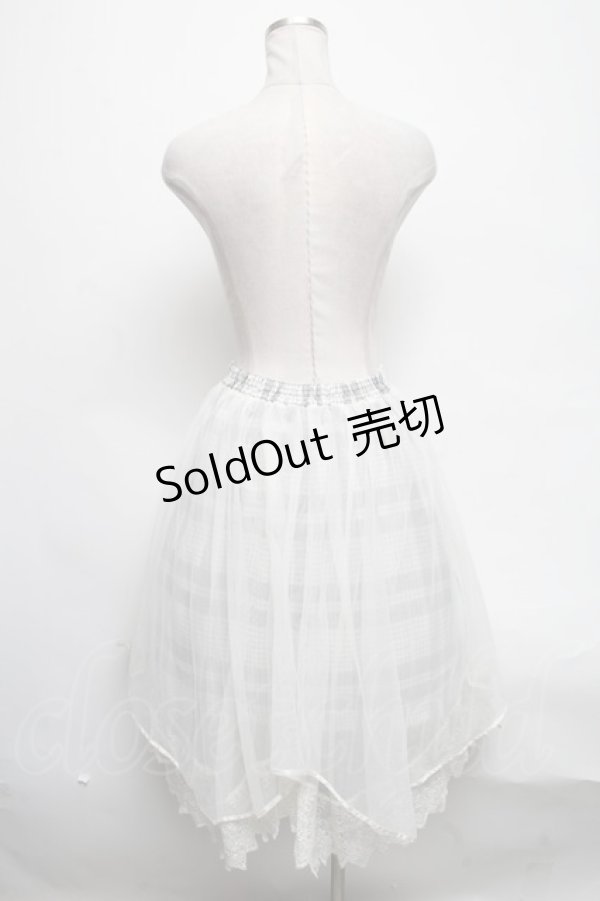 画像2: axes femme / チェック柄チュールスカート  グレーｘオフ S-25-03-22-086-AX-SK-AS-ZS (2)