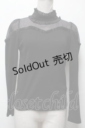 画像: Ank Rouge / フリルリブトップス  黒 S-25-03-22-039-CA-TO-AS-ZS