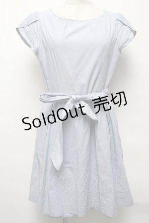 画像: Jane Marple / 胸元ストーン半袖ワンピース  サックス S-25-03-22-040-JM-OP-HR-ZS