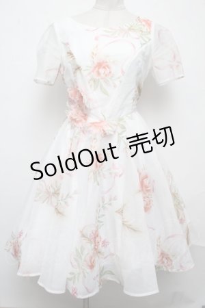 画像: 【SALE】Secret Honey / ブーケリボン ドレス（美女と野獣ver.)  白 S-25-03-22-043-CA-OP-AS-ZT351