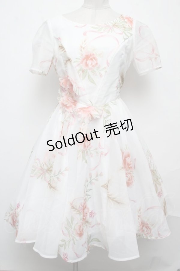 画像1: 【SALE】Secret Honey / ブーケリボン ドレス（美女と野獣ver.)  白 S-25-03-22-043-CA-OP-AS-ZT351 (1)