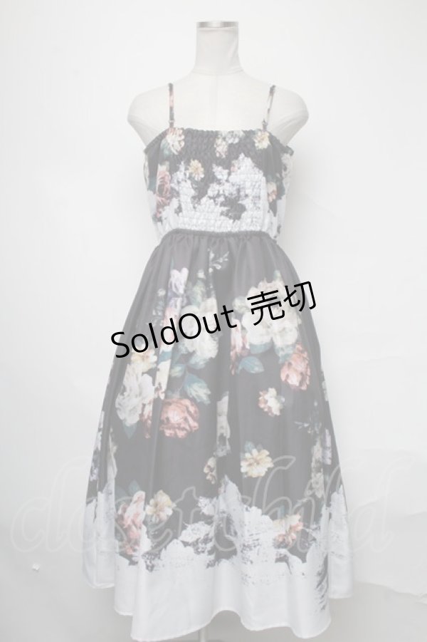 画像1: axes femme NOSTALGIE / アンティークブーケ柄ワンピース  黒 S-25-03-23-1064-AX-OP-HR-ZS (1)