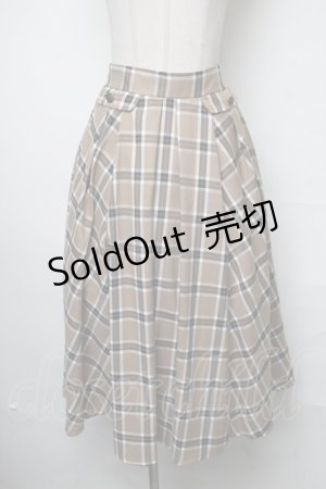 画像: axes femme / ビッグチェック柄ロングスカート  ベージュ S-25-03-23-1070-AX-SK-AS-ZS