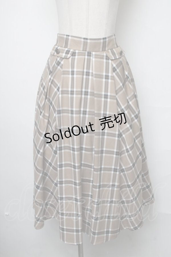 画像1: axes femme / ビッグチェック柄ロングスカート  ベージュ S-25-03-23-1070-AX-SK-AS-ZS (1)
