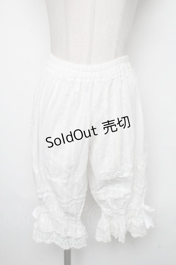 画像1: 中国ロリータ / 裾刺繍ドロワーズ  白 S-25-03-23-1080-LO-PA-HR-ZS (1)