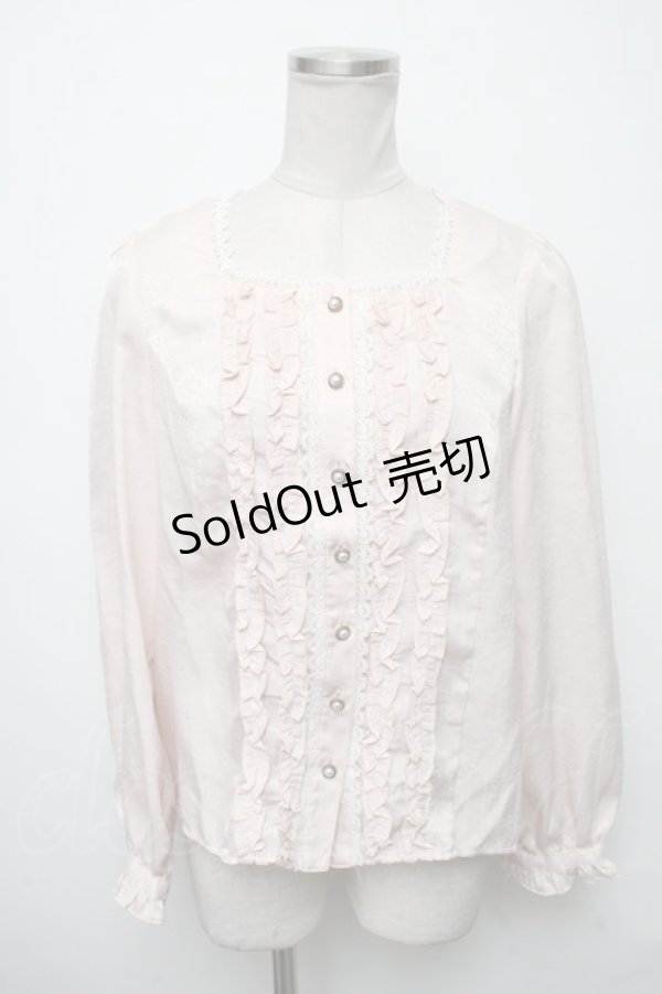 画像1: axes femme NOSTALGIE / スクエアネックフリルブラウス  ピンク S-25-03-23-1019-AX-BL-HR-ZS (1)