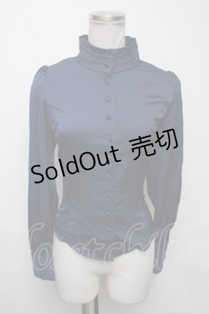 画像: Sheglit / スタンドカラーリボンジャボブラウス  ブルー S-25-03-23-1025-EL-BL-HR-ZS