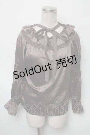 画像: axes femme / ギャザーデザインサテンブラウス  ブラウン S-25-03-23-1029-AX-BL-HR-ZS