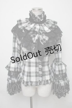 画像: MARBLE / レース付きチェック柄ジャケット  黒ｘ白 S-25-03-23-1034-GO-OP-HR-ZS