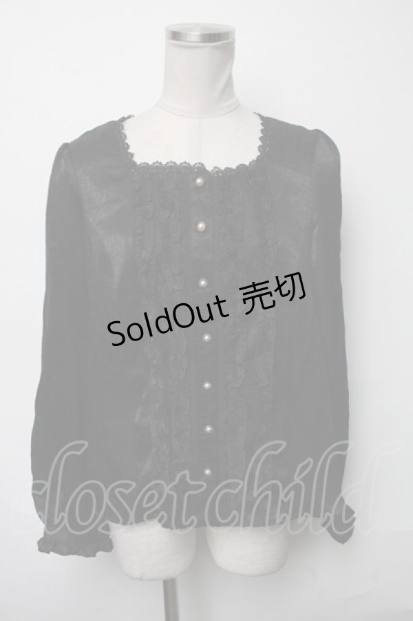 画像1: axes femme NOSTALGIE / サテンブラウス  黒 S-25-03-23-1036-AX-BL-HR-ZS (1)