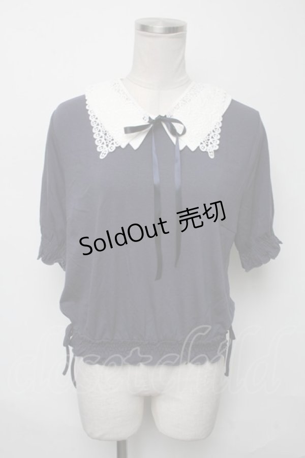 画像1: axes femme / レース襟セットクレリックプルオーバー  紺 S-25-03-23-1037-AX-TO-HR-ZS (1)
