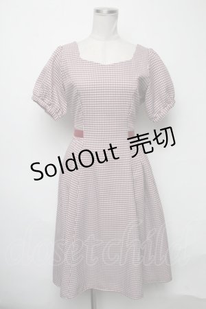画像: axes femme POETIQUE / ハートネックギンガムワンピース  赤 S-25-03-23-1038-AX-SK-HR-ZS