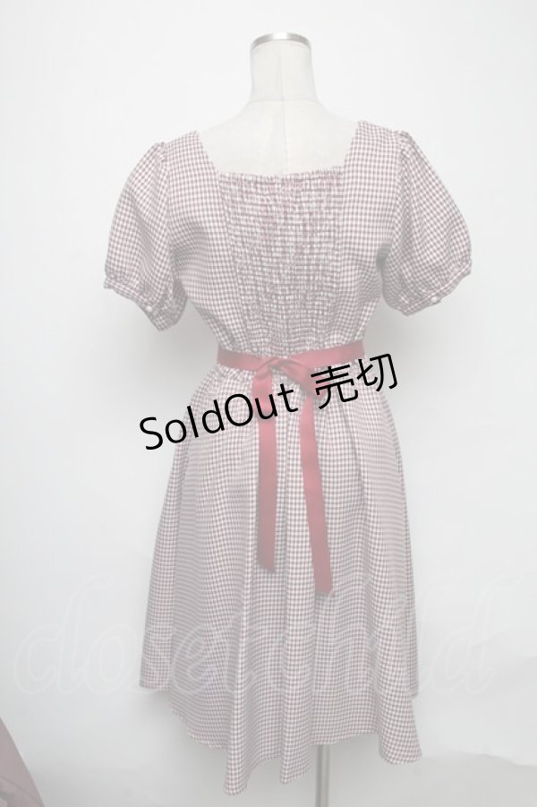 画像2: axes femme POETIQUE / ハートネックギンガムワンピース  赤 S-25-03-23-1038-AX-SK-HR-ZS (2)