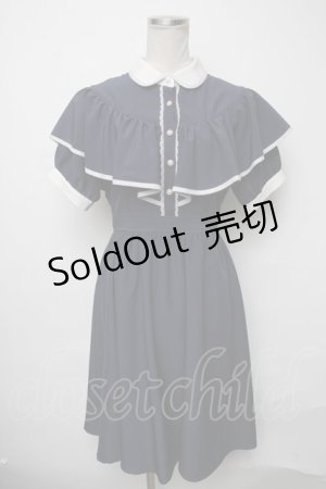 画像: axes femme POETIQUE / ケープ風デザインワンピース  紺 S-25-03-23-1040-AX-OP-HR-ZS