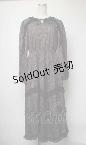 画像: axes femme NOSTALGIE / 花柄フリルシフォンワンピース  黒 S-25-03-23-1041-AX-OP-HR-ZS