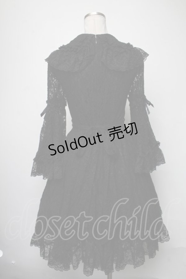 画像2: metamorphose / 総レースラッパ袖ワンピース  黒 S-25-03-23-1047-ME-OP-HR-ZS (2)