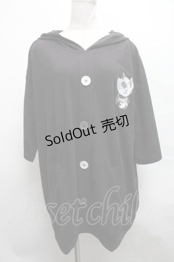 画像1: NieR Clothing / 刺繍カーディガン風プルオーバー  黒 S-25-03-25-040-PU-TO-HR-ZS (1)